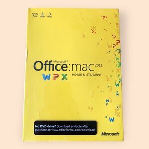 Microsoft Office: Mac 2011 Home & Student Yellow Family Pack Software NEW Sealed